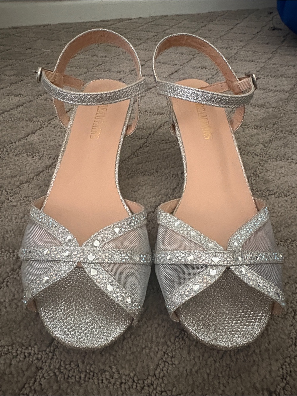 Dream Pairs Silver Glitter Ankle-Strap Heels